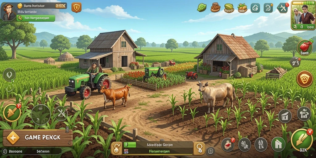 Tangkapan layar gameplay 8ZK menampilkan aktivitas bertani yang menawan.