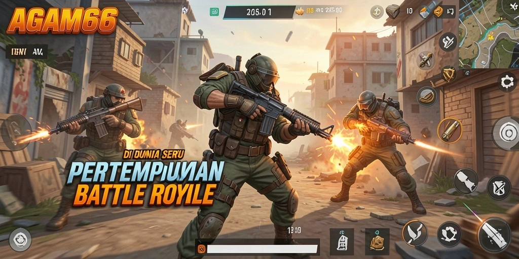 Tampilan gameplay AGAM66 dengan aksi Battle Royale yang mendebarkan.