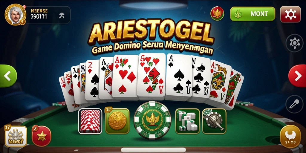 Tampilan gameplay ARIESTOGEL yang menarik dan dinamis dalam permainan domino.