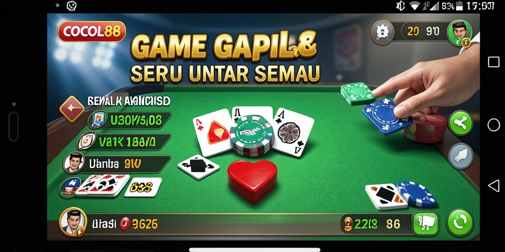 Screenshot utama COCOL88 menampilkan gameplay Gaple yang seru dan interaktif.