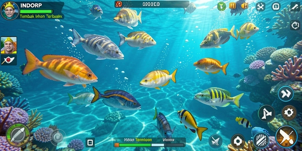 Screenshot utama INDORP menampilkan aksi memancing yang seru dan menegangkan.