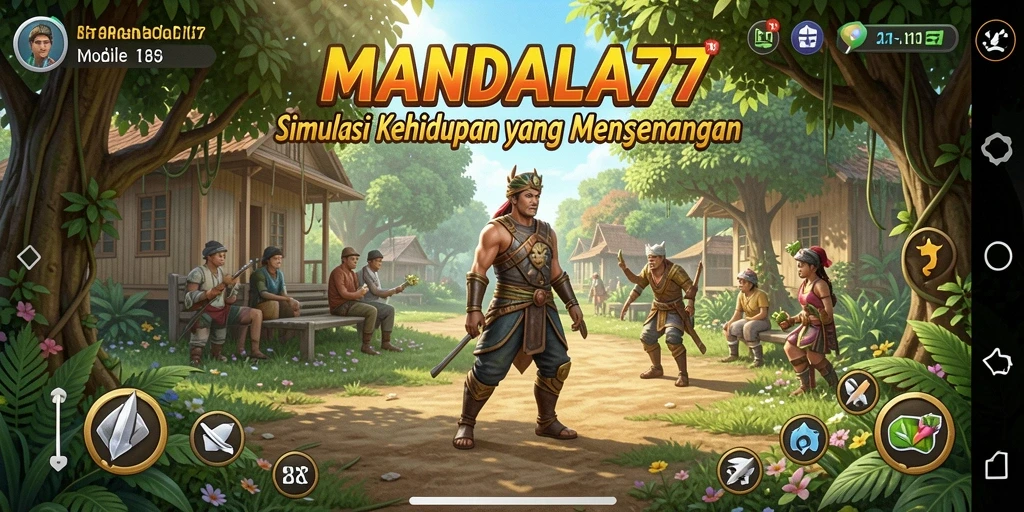 Tampilan gameplay <strong>MANDALA77</strong> yang penuh warna dan interaktif.